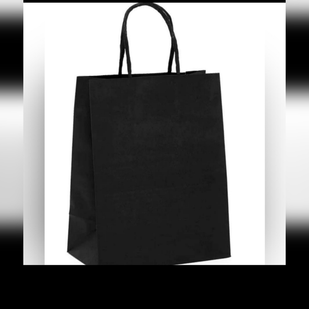 SALE Brand New 12 Black Handled Paper Bags 10" X 5" x 13".